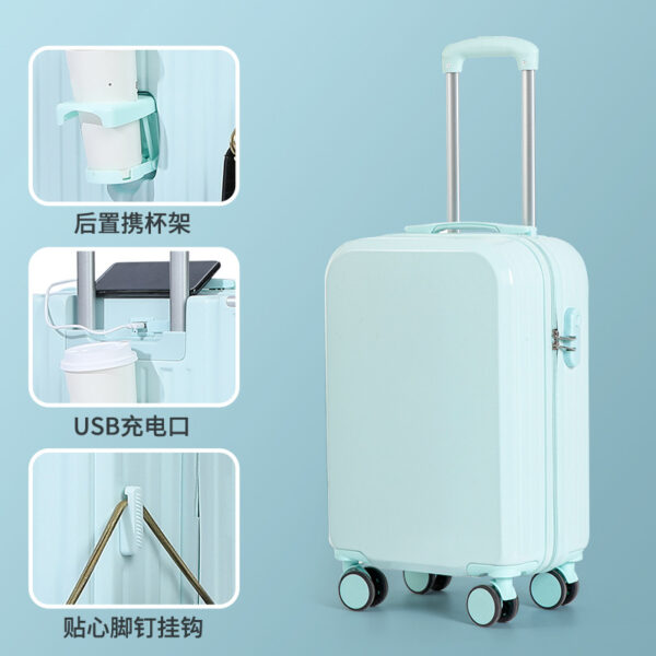 Luggage cup holder Internet celebrity 20 inch silent 24 universal wheel password box 26 durable and sturdy suitcase trolley case - Image 5