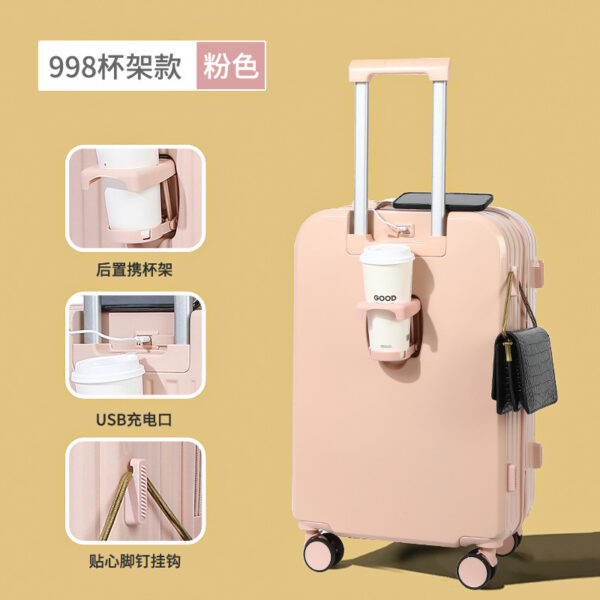 Luggage cup holder Internet celebrity 20 inch silent 24 universal wheel password box 26 durable and sturdy suitcase trolley case - Image 3