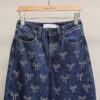 QRetro French design bow rhinestone casual wide-leg jeans one - Image 2