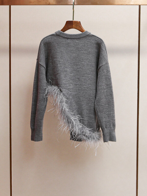 New fashion design lazy style irregular feather hem knitted sweater