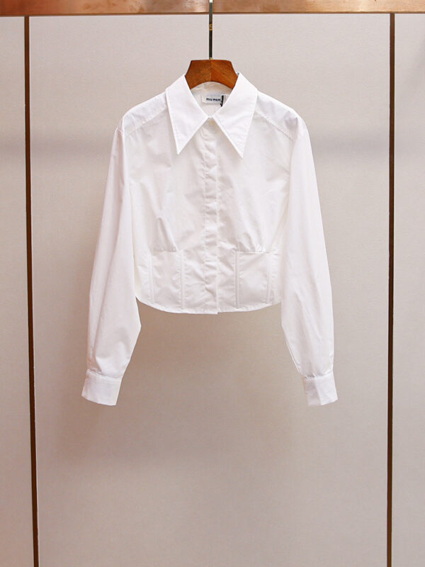 Autumn simple casual versatile short lapel long-sleeved shirt top