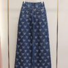 QRetro French design bow rhinestone casual wide-leg jeans one