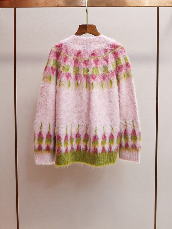 High-end women's autumn and winter new French lazy feeling color matching sweater - Image 2