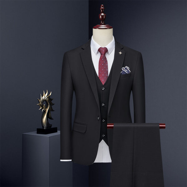 C40827-  Men's high-end three-piece suit, slim Korean style small suit - Image 2