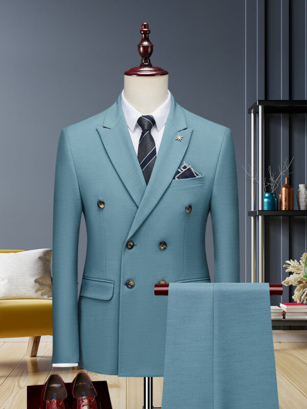 C40832   High-end solid color suit business casual men's Korean style double-breasted double-opening